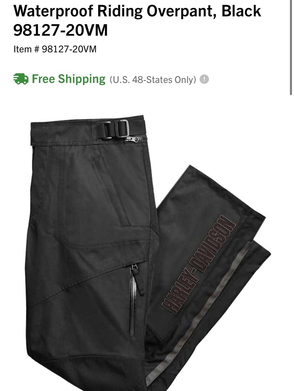 Harley-Davidson Men’a Vanocker Black Waterproof Overpant